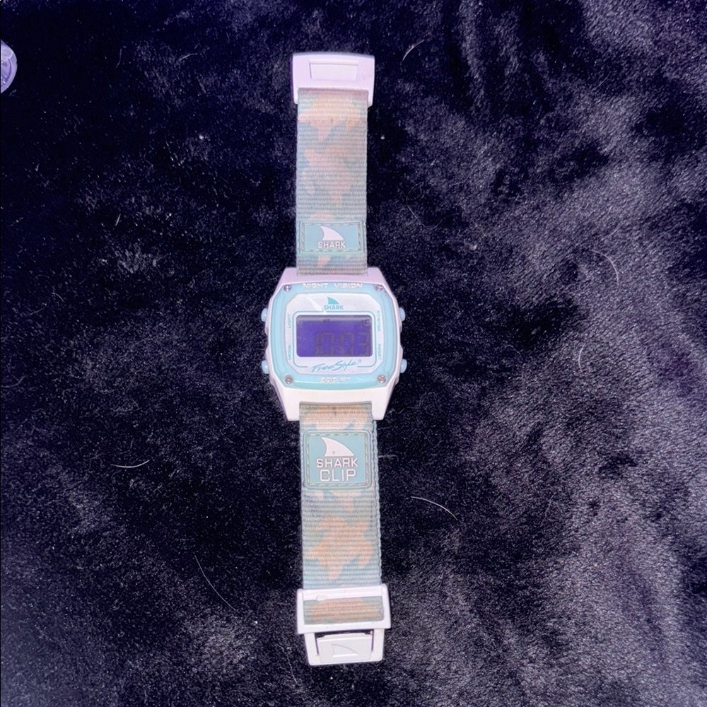 Shark Clip Digital Watch with turtle clip
